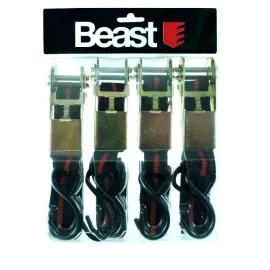 Fixing Tapes 3m x 25 mm 4 pcs 8 Hooks Metal Ratchet