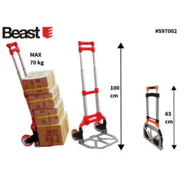 Aluminum Foldable Warehouse Handcart, 75 kg Load Capacity