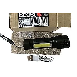Aluminum Pocket Flashlight, USB Charging, Beast