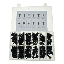 Car Clips and Body Pins, 192 pcs Black Plastic, BST-833090