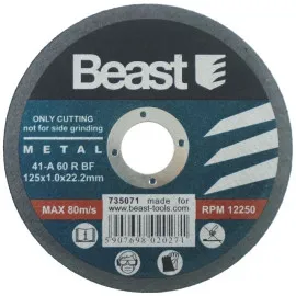 Kapsskiva för metall 125 x 1 x 22, 2 mm, Beast