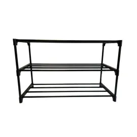 Skohylla 3-plan 60 x 28 x 38 cm, metall och plast, svart