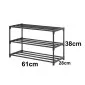 Skohylla 3-plan 60 x 28 x 38 cm, metall och plast, svart