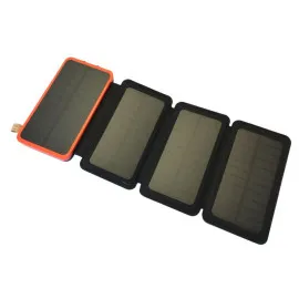Solar Power Bank 20000mAh 4 Panels Foldable Flashlight 3 Modes Dual USB Shockproof, Beast
