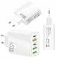 Mobilladdare 65W, 3x USB + 2x USB-C, 230V