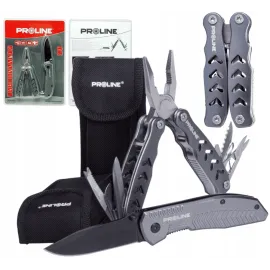 Multi-Tool Pliers 9-in-1148 mm, Foldable Knife 15 cm, Stainless Steel, Aluminum Handle, Liner-Lock, Nylon Case, Proline