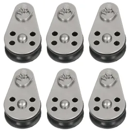 Talja och block mini 6st 25 mm, rostfri nylonhjul max rep 5 mm, blocktalja
