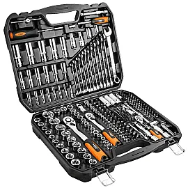 Hylsnyckelsats 219 delar 1/4, 3/8, 1/2 CrV, hylsor, spärrhandtag, blocknycklar, bits m.m. NEO Tools