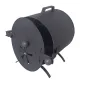 Eldstad, rökkamin, kamin för rökskåp, med handtag, bärbart, cylindriskt, metall