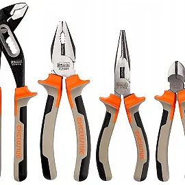 Round Mini Pliers 120 mm. Drop Forged and Hardened. Flat Spring, Satin Finish Heads Red Plastic Sleeves with Black Anti Slippery Material. .