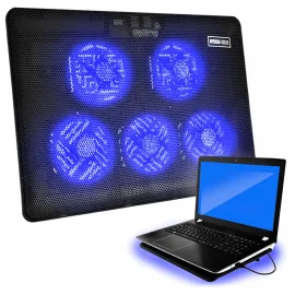 Laptop kylning, underlag med 5 kylfläktar, LED, 3 hastigheter, drivs via USB - ISO Trade