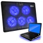 Laptop kylning, underlag med 5 kylfläktar, LED, 3 hastigheter, drivs via USB - ISO Trade