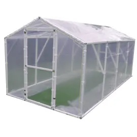 Plastväxthus Premium 4.2kvm (2 x 2x1.8m) för året runt utomhusbruk, transparent folie, dubbla dörrar