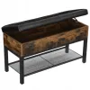 Shoe Rack with Seating Bench, Rustic Storage Bench in Steel and MDF, Vintage 70 x 30 x 45 cm