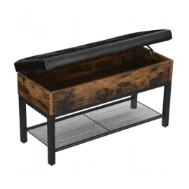 Shoe rack with seating bench, rustic storage bench, vintage, 70 x 30 x 45 cm
