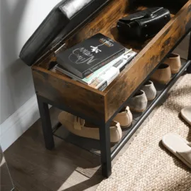 Shoe rack with seating bench, rustic storage bench, vintage, 70 x 30 x 45 cm