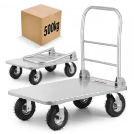 Flyttvagn 500 kg, Hopfällbar Transportvagn, Lastyta 90x57 cm, Hjul 200 mm, Higher