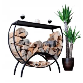 Vedhylla svart halvrund 96 x 30 x 84 cm, LOFT HQ