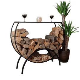 Vedhylla svart halvrund 96 x 30 x 84 cm, LOFT HQ
