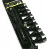 Socket Set 3/8" with 48T Ratchet, 8 pcs 12-Point Sockets 15-24 mm, Black