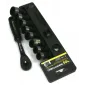 Hylssats 3/8 med spärrskaft 48T, svarta, 8st hylsor 15-24 mm 12-kantiga
