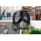Stor kraftfull mobil industrifläkt 90 cm 350W, trumfläkt golvmodell, svart/gul pulverlackad, 21795 m³/h, EBERG