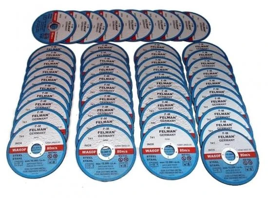 Kapskiva för metall 50st 125 x 1.0 x 22 T41 A, INOX, 80m/s (12200 RPM), Felman Blauflex