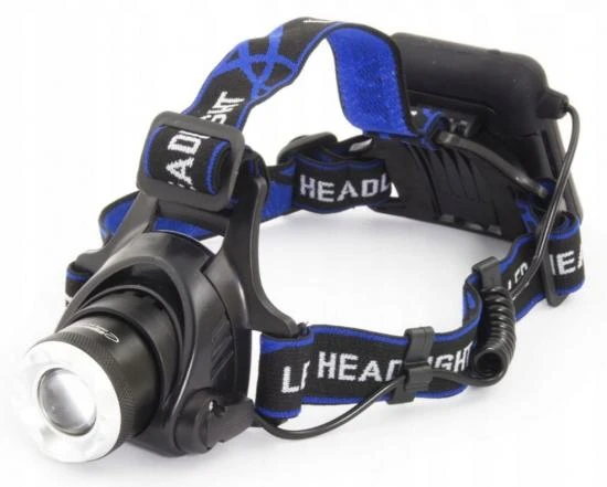 Headlamp LED 600lm 300m Range Zoom 3 Modes Water-Resistant Aluminium 90° Angle (for 4 x AA batteries), Esperanza