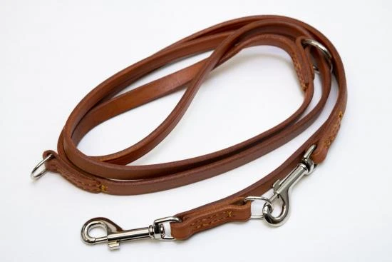 Exklusivt hundkoppel 13/200 cm, äkta läder, rundade kanter, handgjord