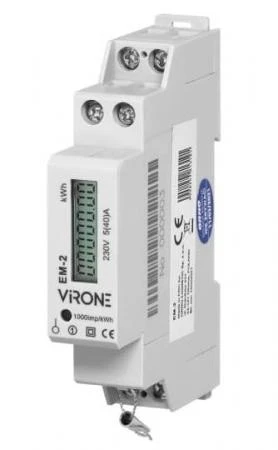 Elmätare 1-fas 230V, för camping, hamnar m.fl., elektronisk energimätare med impulsutgång, IP51, MID certifierad, Virone