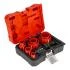 Bi-Metal Hole Saw set 8 Pieces 22-68 mm, HSS M3 Teeth, 2 Adapters, Pilot Bit, 38 mm Drilling Depth, 4/6 TPI, Alloy Spring Steel, Proline
