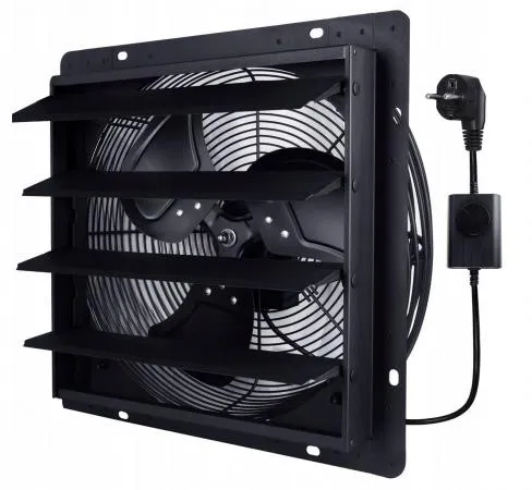 Axial Wall Fan Exhaust 300mm 710m³/h Aluminium with Louvres and Speed Controller, Eberg