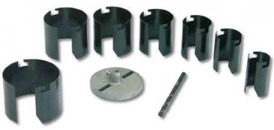 8 Pc Hole Saw set 2 - 26-63 mm with Hole Saw Plate and Leading Drill 6 mm. .