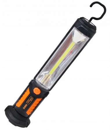 Starkt arbetslampa COB LED 450LM + 25LM varningsblink, laddbar, magnet och krok, USB