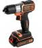 Skruvdragare / Borrmaskin, sladdlös, AUTOSENSE 18V 1.5AH, 2 batterier, väska, Black+Decker