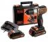 Skruvdragare / Borrmaskin, sladdlös, AUTOSENSE 18V 1.5AH, 2 batterier, väska, Black+Decker