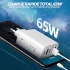 Mobilladdare 65W, 3x USB + 2x USB-C, 230V