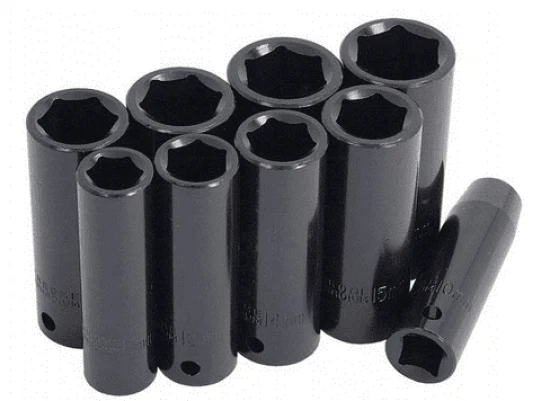 Krafthylssats 3/810-19 mm långa krafthylor, slaghylsor, 9st, Neilsen