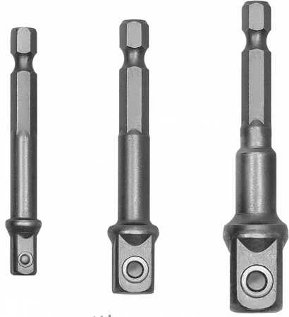 Hylsadapter 3st 1/4 till 3/8 och 1/2, adapter för hylsor, 73 mm lång