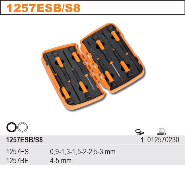 Micromejselsats 8 Delar Sexkant, Etui och Foam, BETA Tools
