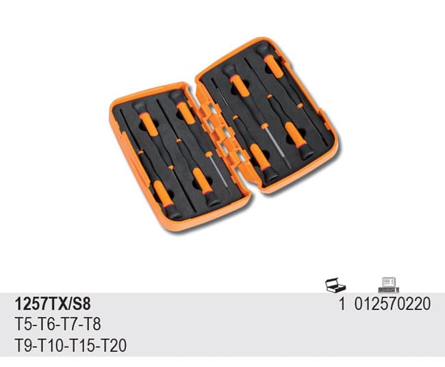Micromejselsats 8st TORX T5-T20 med Etui, BETA Tools