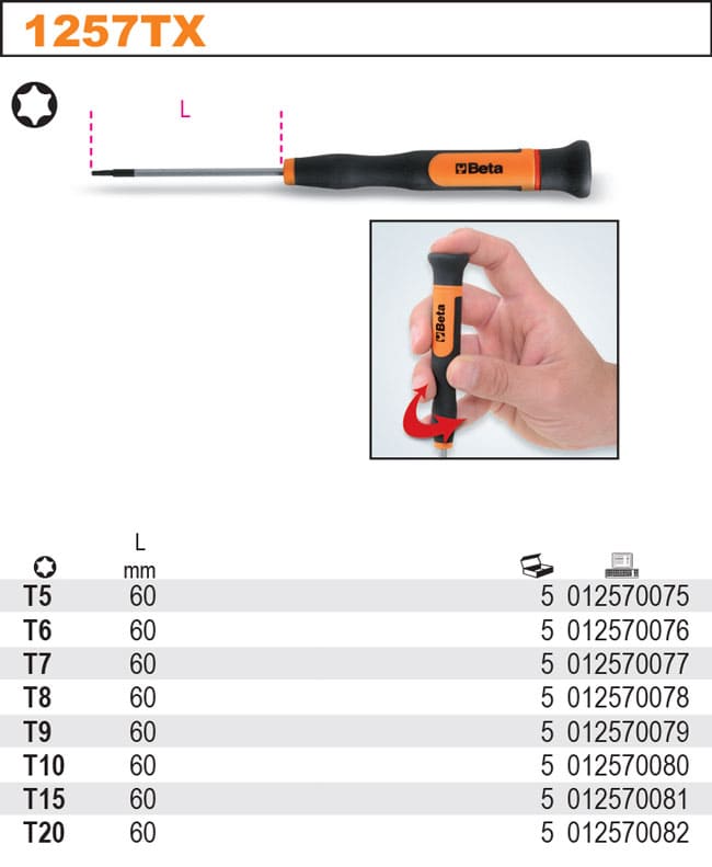 Micromejselsats 8st TORX T5-T20 med Etui, BETA Tools