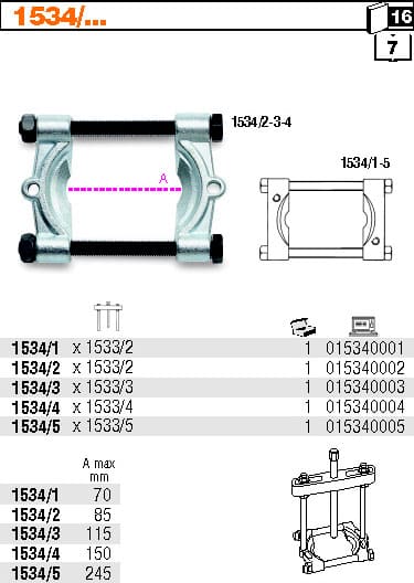Puller set 5–220 mm with Extension and Separator, BETA Tools