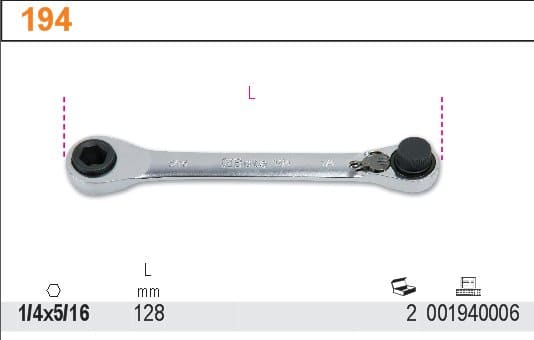 Ratchet Wrench for Bits 1/4 x 5/16 with Switch, BETA