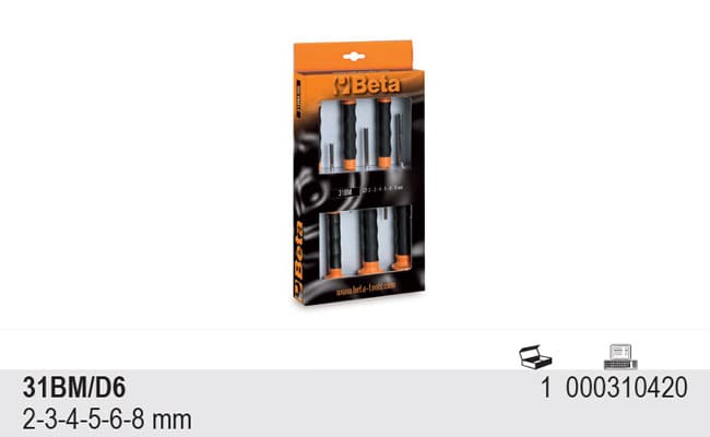 Drivdornsats 6 Delar 2-8 mm Rostfri, BETA