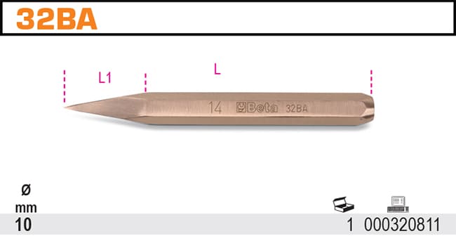 Spark-free center punch 14 mm brass | Beta Tools