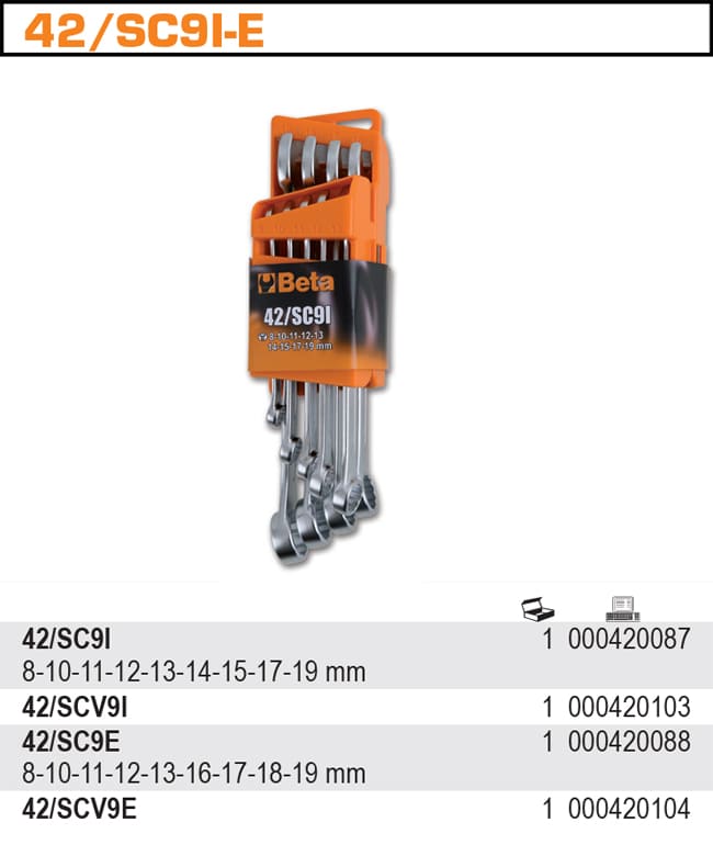 U-Box Wrench set 8-19 mm 9 Pieces with Portable Case, BETA