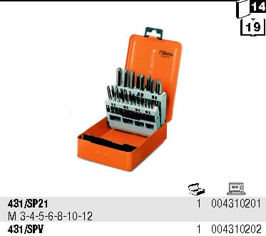 Tap set 21 Pieces M3-M12, HSS Steel Metal Case, BETA Tools