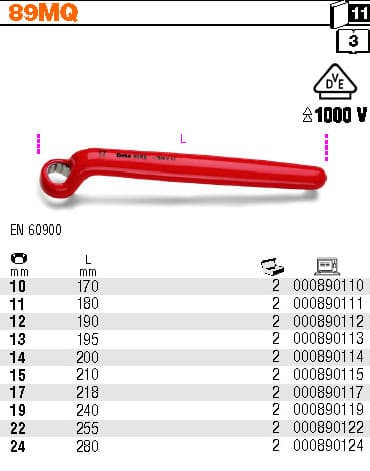 Ringnyckel Enkel 1000V-Isolerad 10–24 mm, BETA