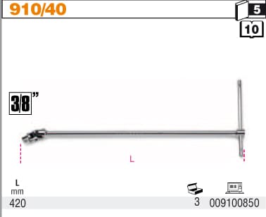 T-Handle with 3/8 Drive, 420 mm Length, BETA Tools